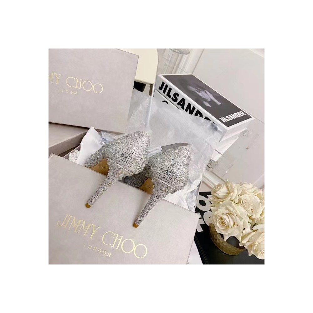 Cheap Reps Jimmy Choo Avril 100mm Pumps In Silver Crystal