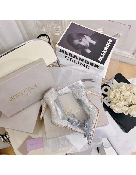 Cheap Reps Jimmy Choo Avril 100mm Pumps In Silver Crystal