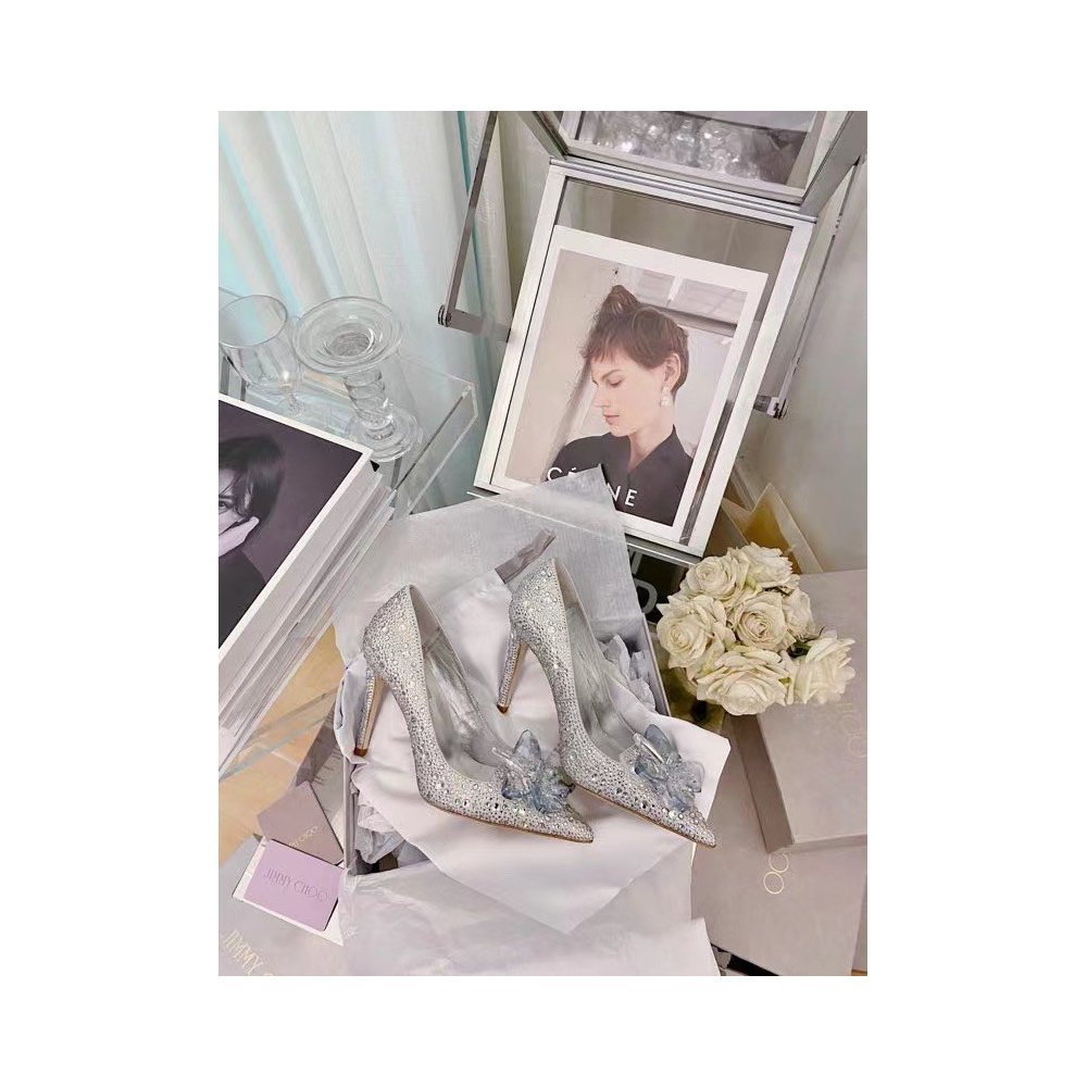 Cheap Reps Jimmy Choo Avril 100mm Pumps In Silver Crystal