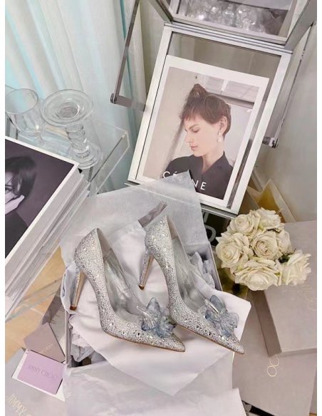 Cheap Reps Jimmy Choo Avril 100mm Pumps In Silver Crystal