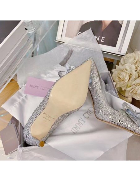 Cheap Reps Jimmy Choo Avril 100mm Pumps In Silver Crystal