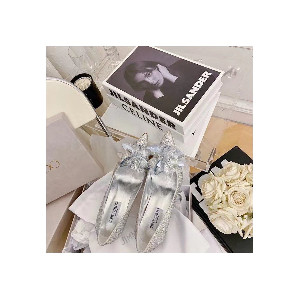 Cheap Reps Jimmy Choo Avril 100mm Pumps In Silver Crystal