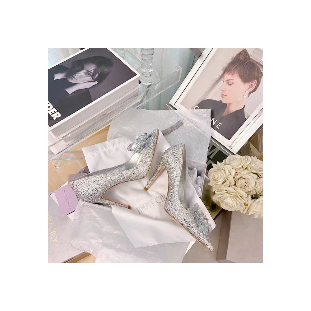 Cheap Reps Jimmy Choo Avril 100mm Pumps In Silver Crystal