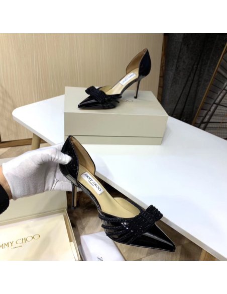 Cheap Reps Jimmy Choo Kaitence 85mm Pumps In Black Patent Leather