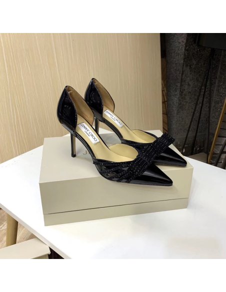 Cheap Reps Jimmy Choo Kaitence 85mm Pumps In Black Patent Leather