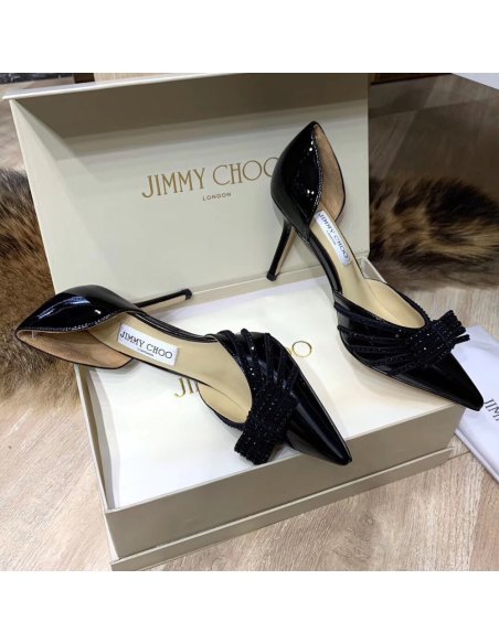 Cheap Reps Jimmy Choo Kaitence 85mm Pumps In Black Patent Leather