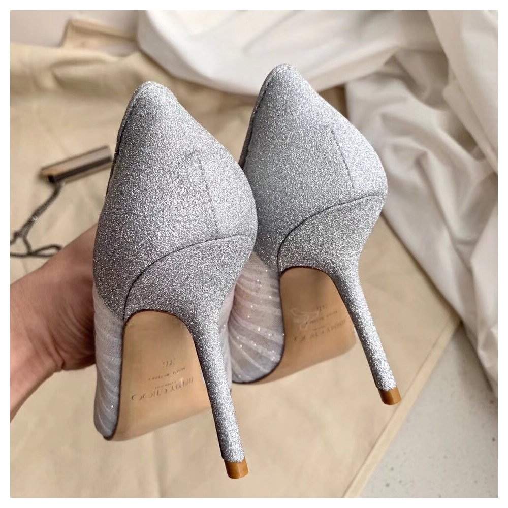 Cheap Reps Jimmy Choo Love 85mm Pumps In Glitter Fabric and Tulle