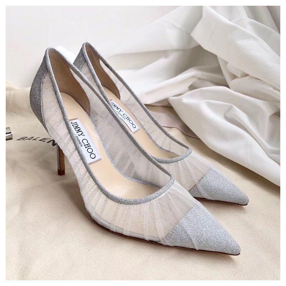Cheap Reps Jimmy Choo Love 85mm Pumps In Glitter Fabric and Tulle