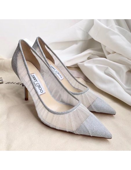 Cheap Reps Jimmy Choo Love 85mm Pumps In Glitter Fabric and Tulle