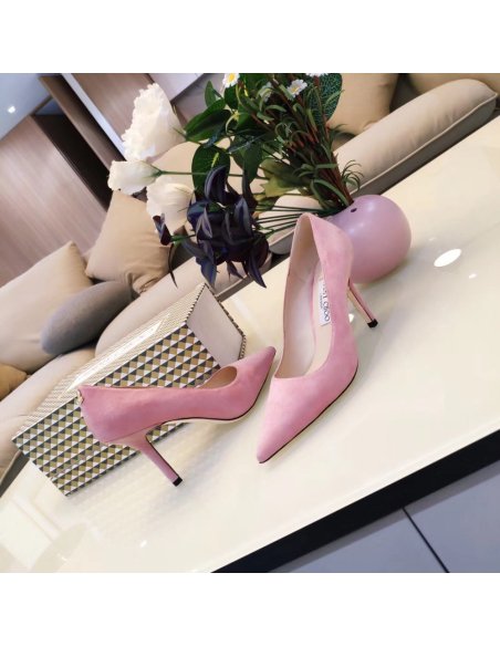 Cheap Reps Jimmy Choo Love 85mm Pumps In Pink Suede Leather