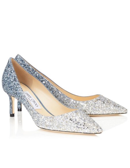 Cheap Reps Jimmy Choo Romy 60mm Pumps In Silver and Blue Glitter