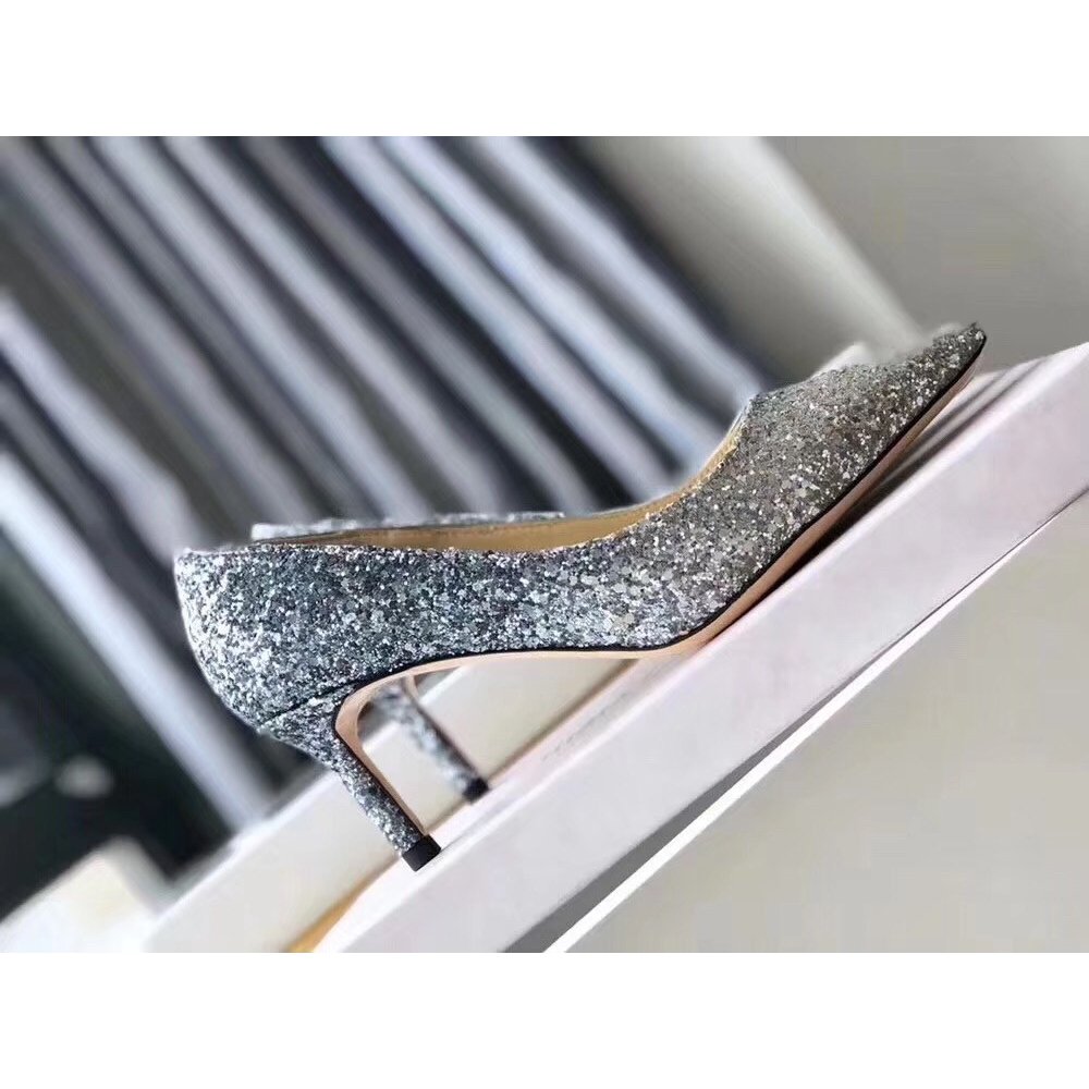 Cheap Reps Jimmy Choo Romy 60mm Pumps In Silver and Blue Glitter