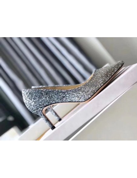 Cheap Reps Jimmy Choo Romy 60mm Pumps In Silver and Blue Glitter