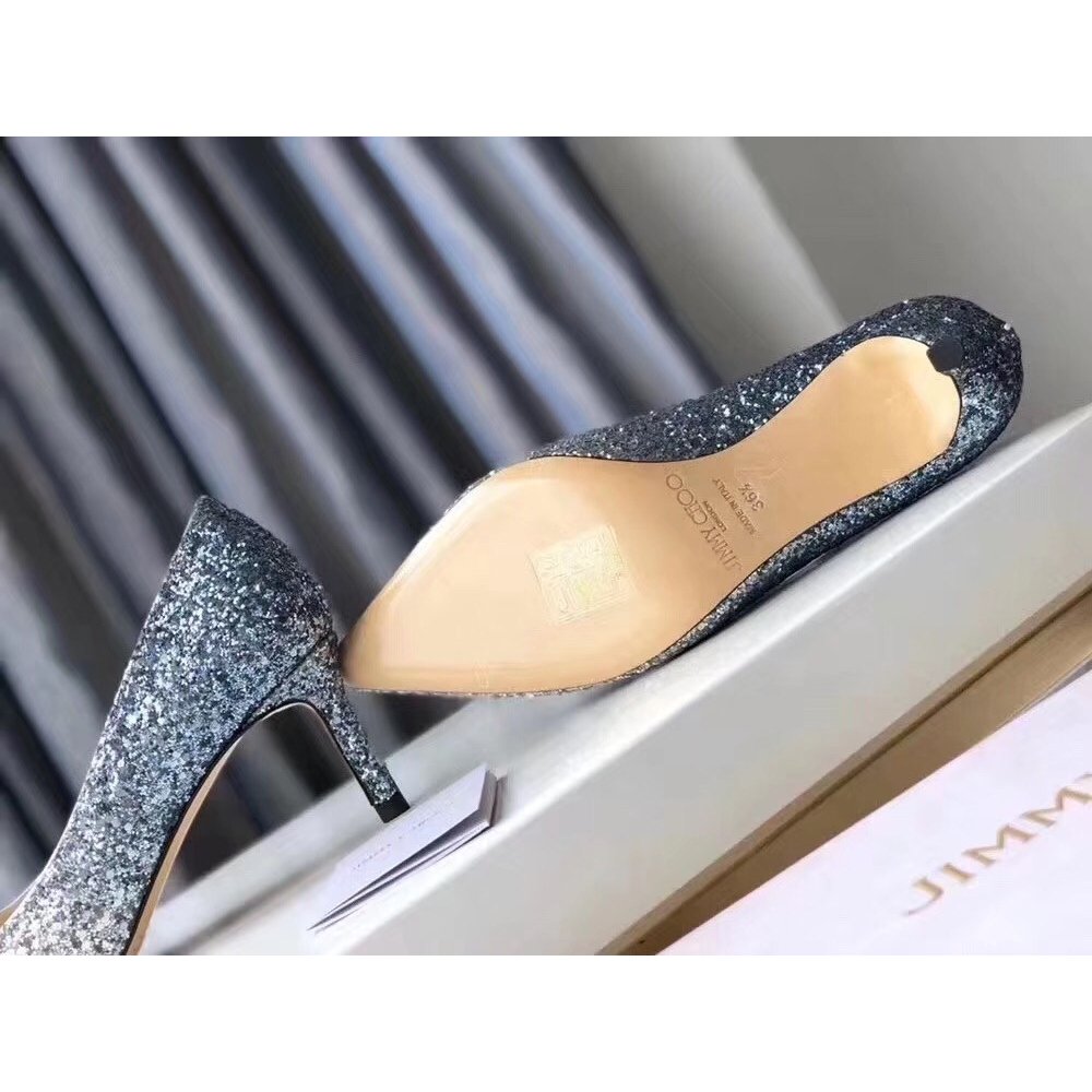 Cheap Reps Jimmy Choo Romy 60mm Pumps In Silver and Blue Glitter