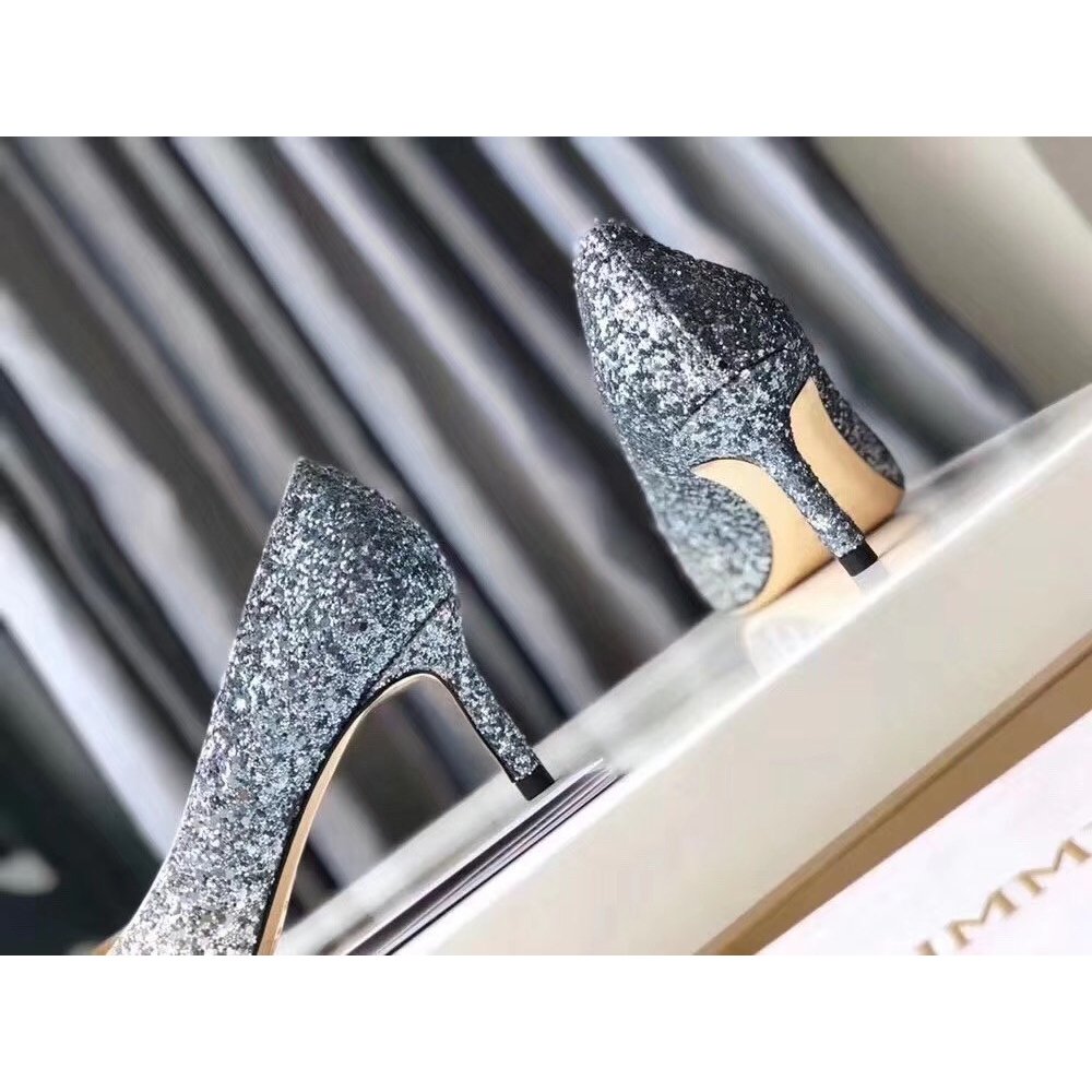 Cheap Reps Jimmy Choo Romy 60mm Pumps In Silver and Blue Glitter
