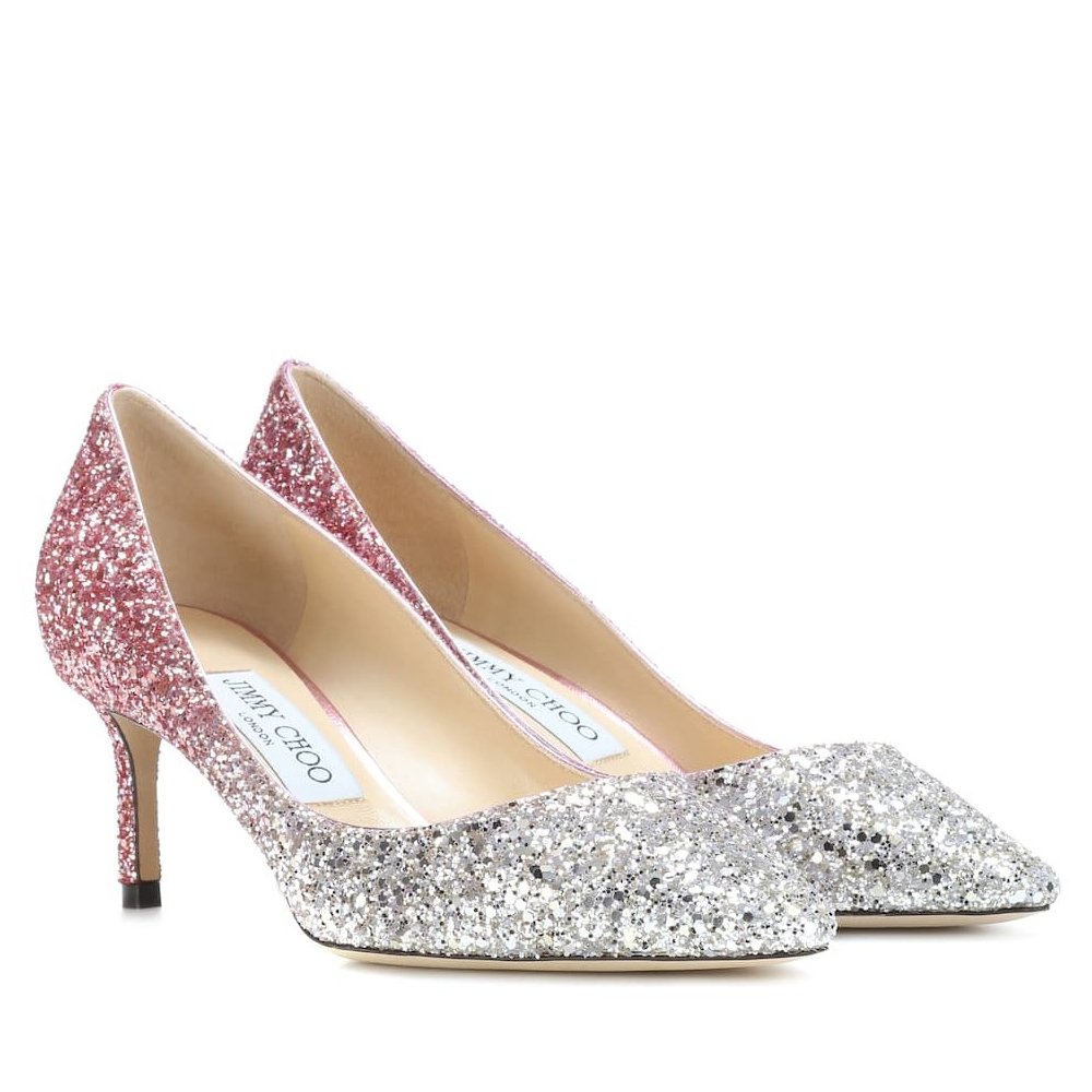 Cheap Reps Jimmy Choo Romy 60mm Pumps In Silver and Red Glitter