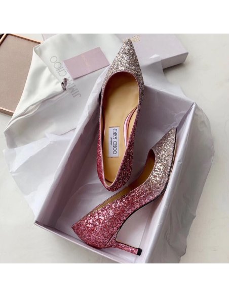 Cheap Reps Jimmy Choo Romy 60mm Pumps In Silver and Red Glitter