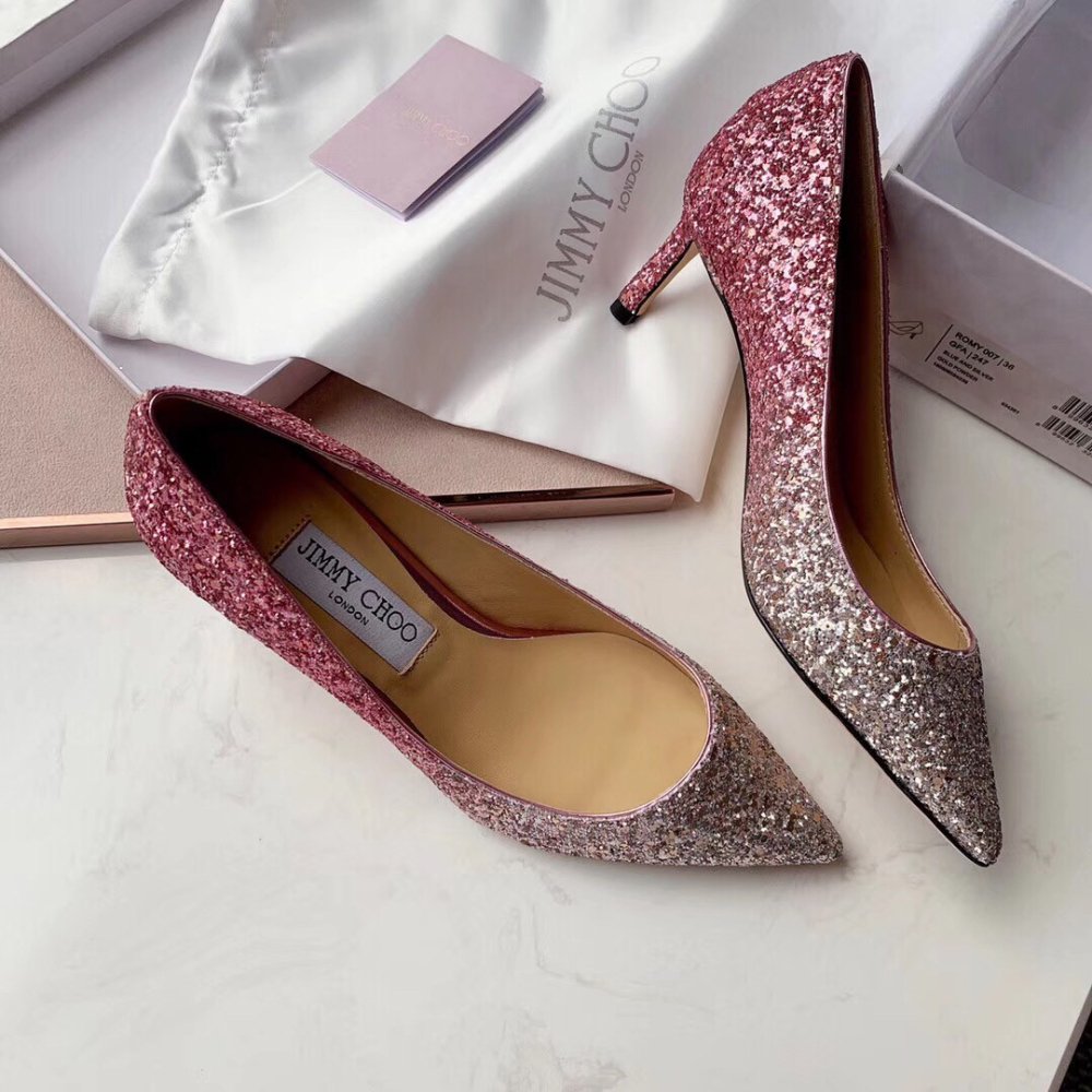 Cheap Reps Jimmy Choo Romy 60mm Pumps In Silver and Red Glitter