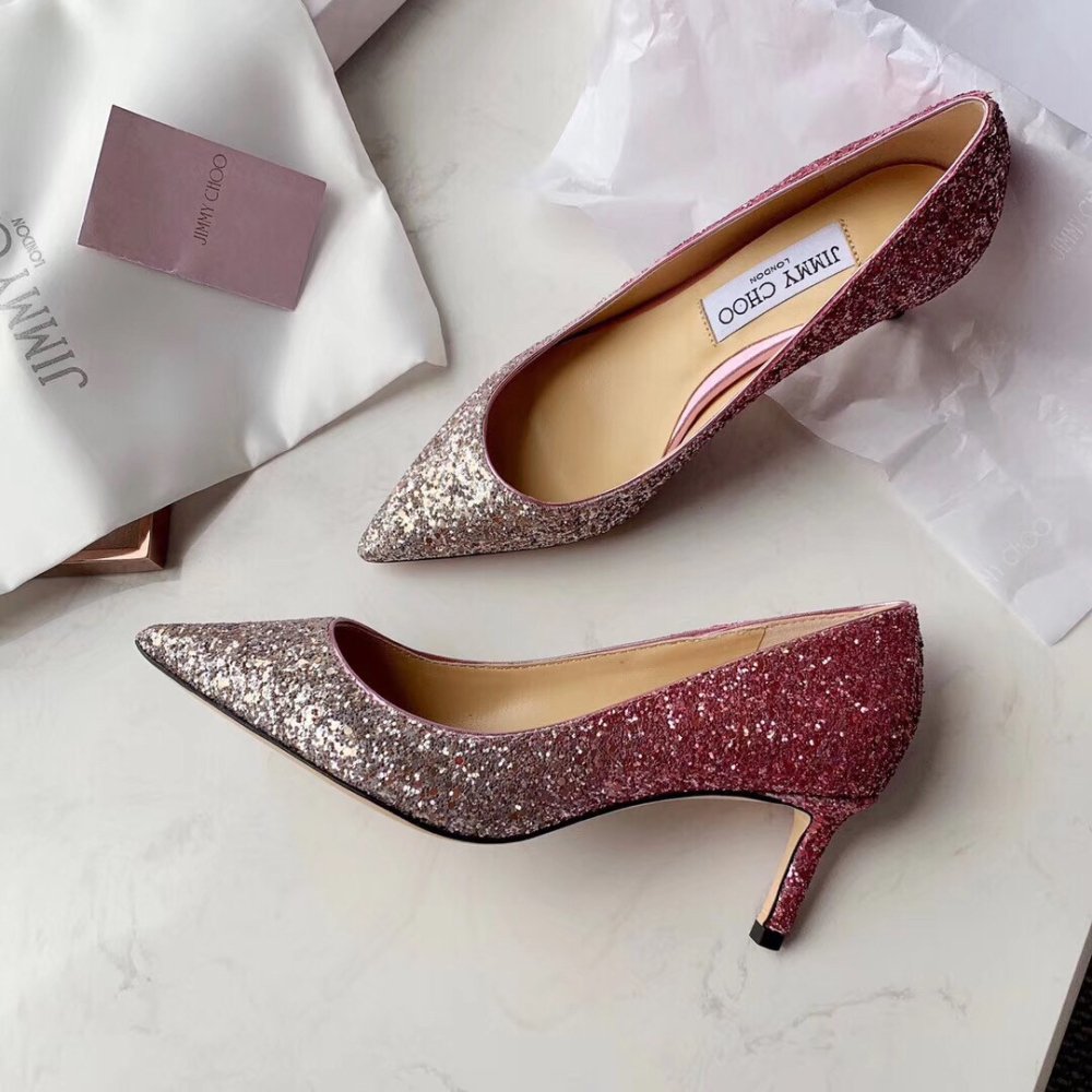 Cheap Reps Jimmy Choo Romy 60mm Pumps In Silver and Red Glitter