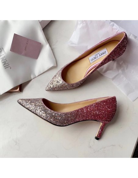 Cheap Reps Jimmy Choo Romy 60mm Pumps In Silver and Red Glitter