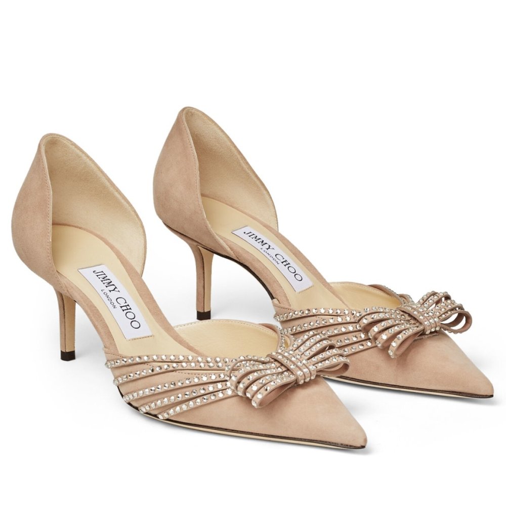 Cheap Reps Jimmy Choo Kaitence 85mm Pumps In Beige Suede Leather