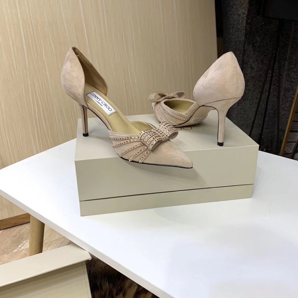 Cheap Reps Jimmy Choo Kaitence 85mm Pumps In Beige Suede Leather