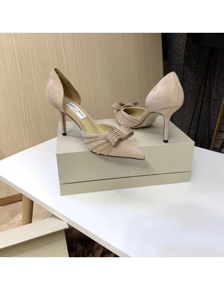 Cheap Reps Jimmy Choo Kaitence 85mm Pumps In Beige Suede Leather
