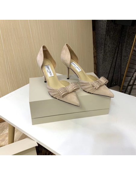 Cheap Reps Jimmy Choo Kaitence 85mm Pumps In Beige Suede Leather