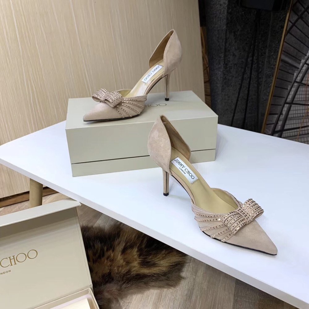 Cheap Reps Jimmy Choo Kaitence 85mm Pumps In Beige Suede Leather