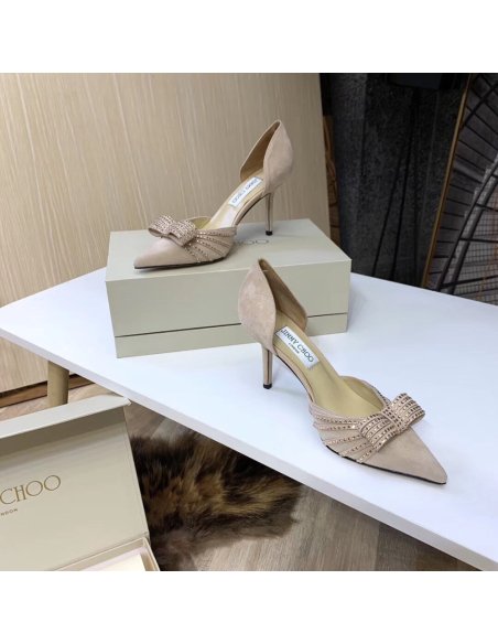 Cheap Reps Jimmy Choo Kaitence 85mm Pumps In Beige Suede Leather