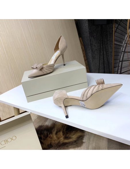Cheap Reps Jimmy Choo Kaitence 85mm Pumps In Beige Suede Leather