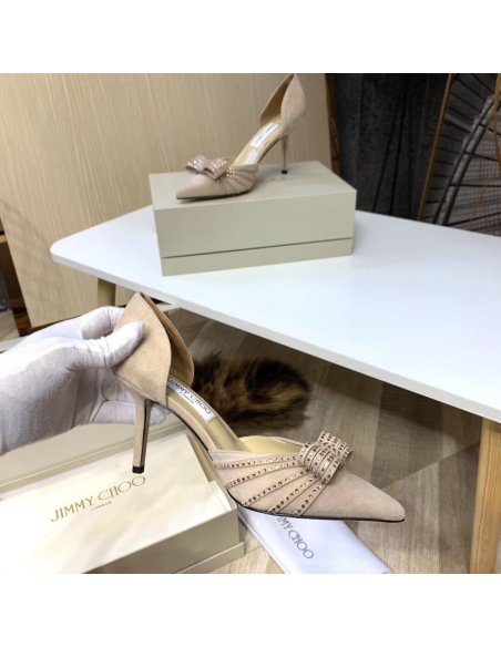 Cheap Reps Jimmy Choo Kaitence 85mm Pumps In Beige Suede Leather