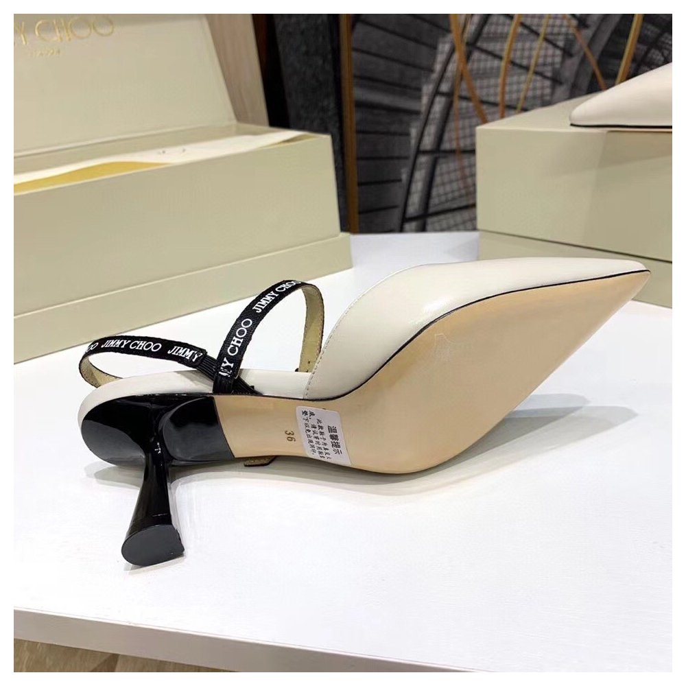 Cheap Reps Jimmy Choo Ray 65mm Slingback Pumps In White Leather