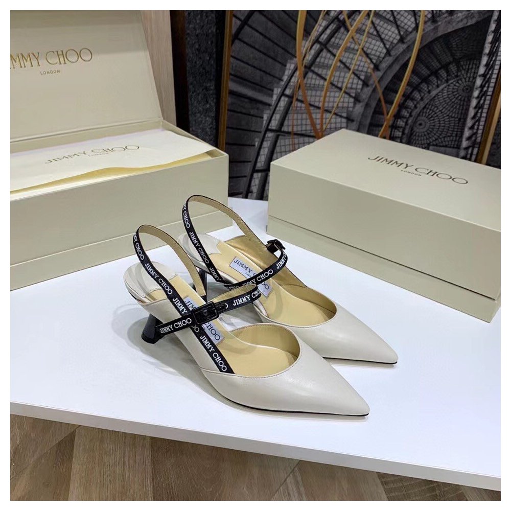 Cheap Reps Jimmy Choo Ray 65mm Slingback Pumps In White Leather