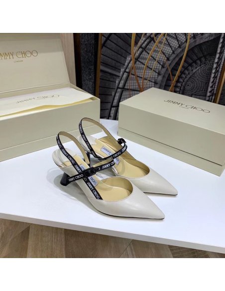 Cheap Reps Jimmy Choo Ray 65mm Slingback Pumps In White Leather