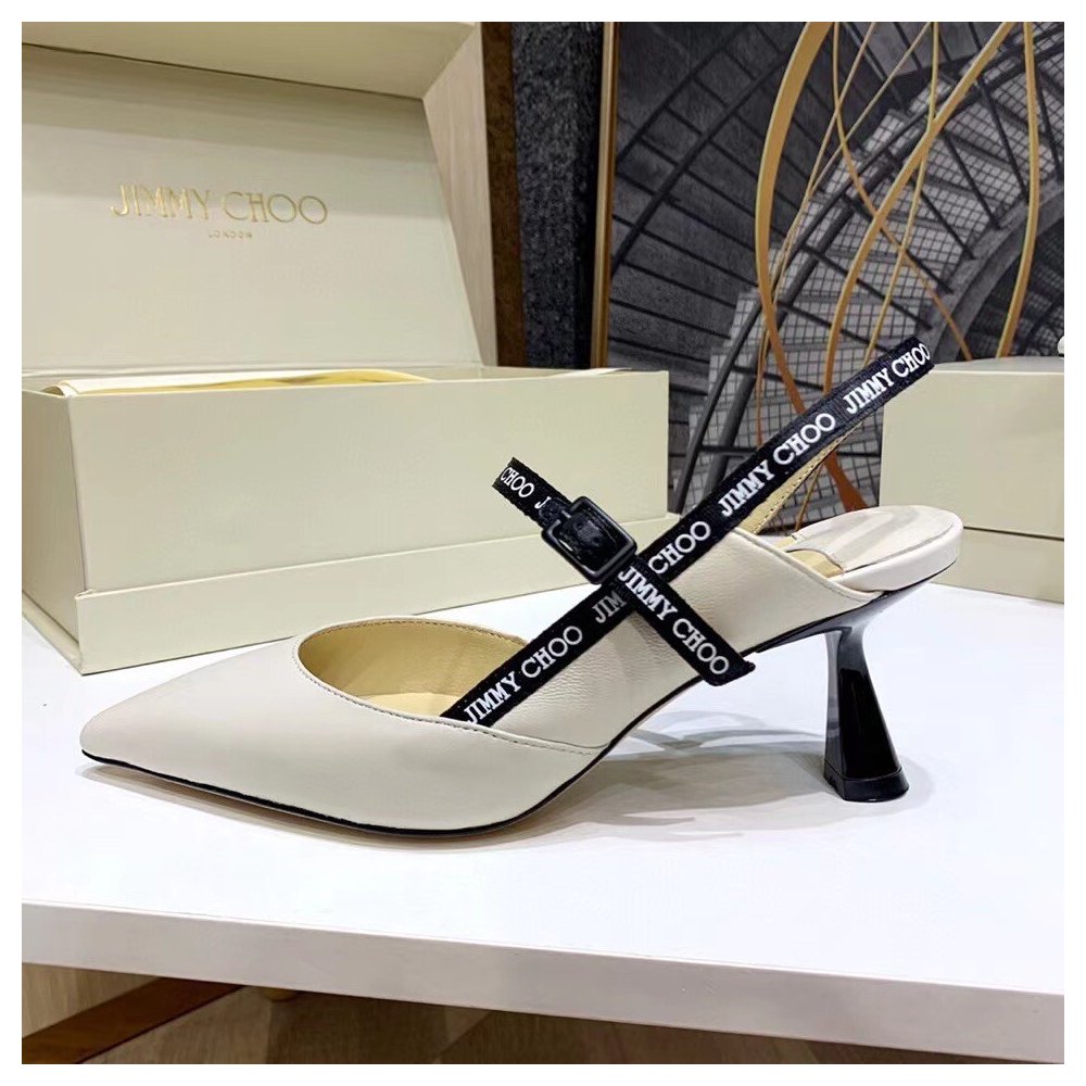 Cheap Reps Jimmy Choo Ray 65mm Slingback Pumps In White Leather