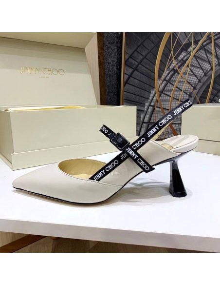 Cheap Reps Jimmy Choo Ray 65mm Slingback Pumps In White Leather
