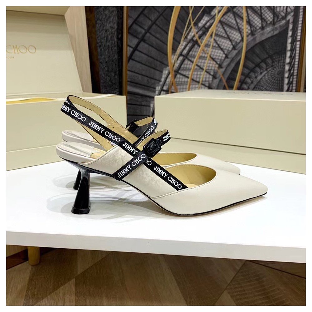 Cheap Reps Jimmy Choo Ray 65mm Slingback Pumps In White Leather