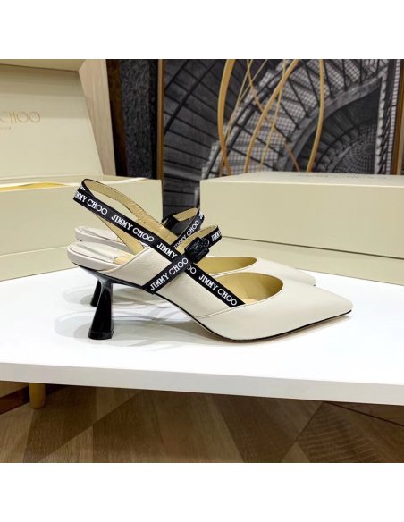 Cheap Reps Jimmy Choo Ray 65mm Slingback Pumps In White Leather
