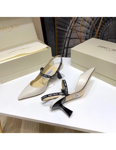 Cheap Reps Jimmy Choo Ray 65mm Slingback Pumps In White Leather