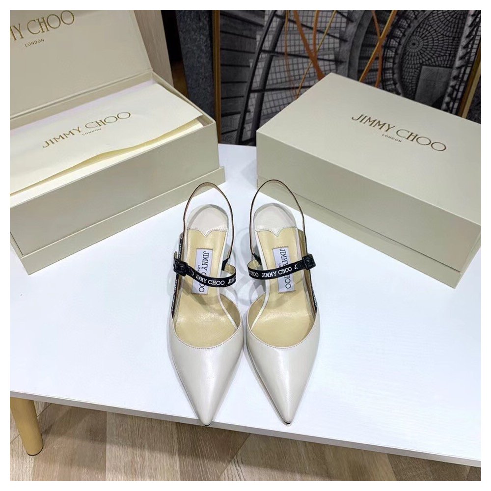 Cheap Reps Jimmy Choo Ray 65mm Slingback Pumps In White Leather