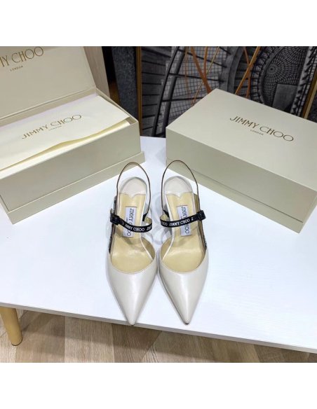 Cheap Reps Jimmy Choo Ray 65mm Slingback Pumps In White Leather