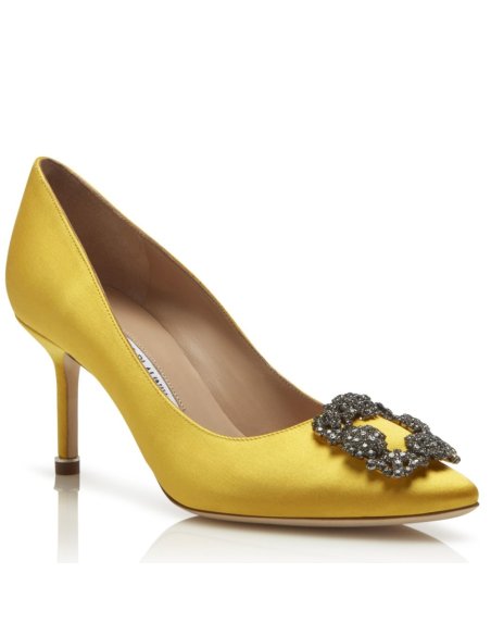 Cheap Reps Manolo Blahnik Hangisi 70 Pumps In Yellow Satin