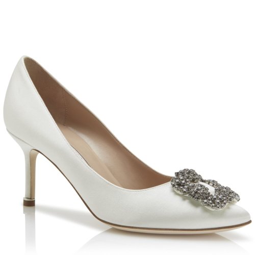 Cheap Reps Manolo Blahnik Hangisi 70 Pumps In White Satin