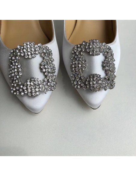 Cheap Reps Manolo Blahnik Hangisi 70 Pumps In White Satin