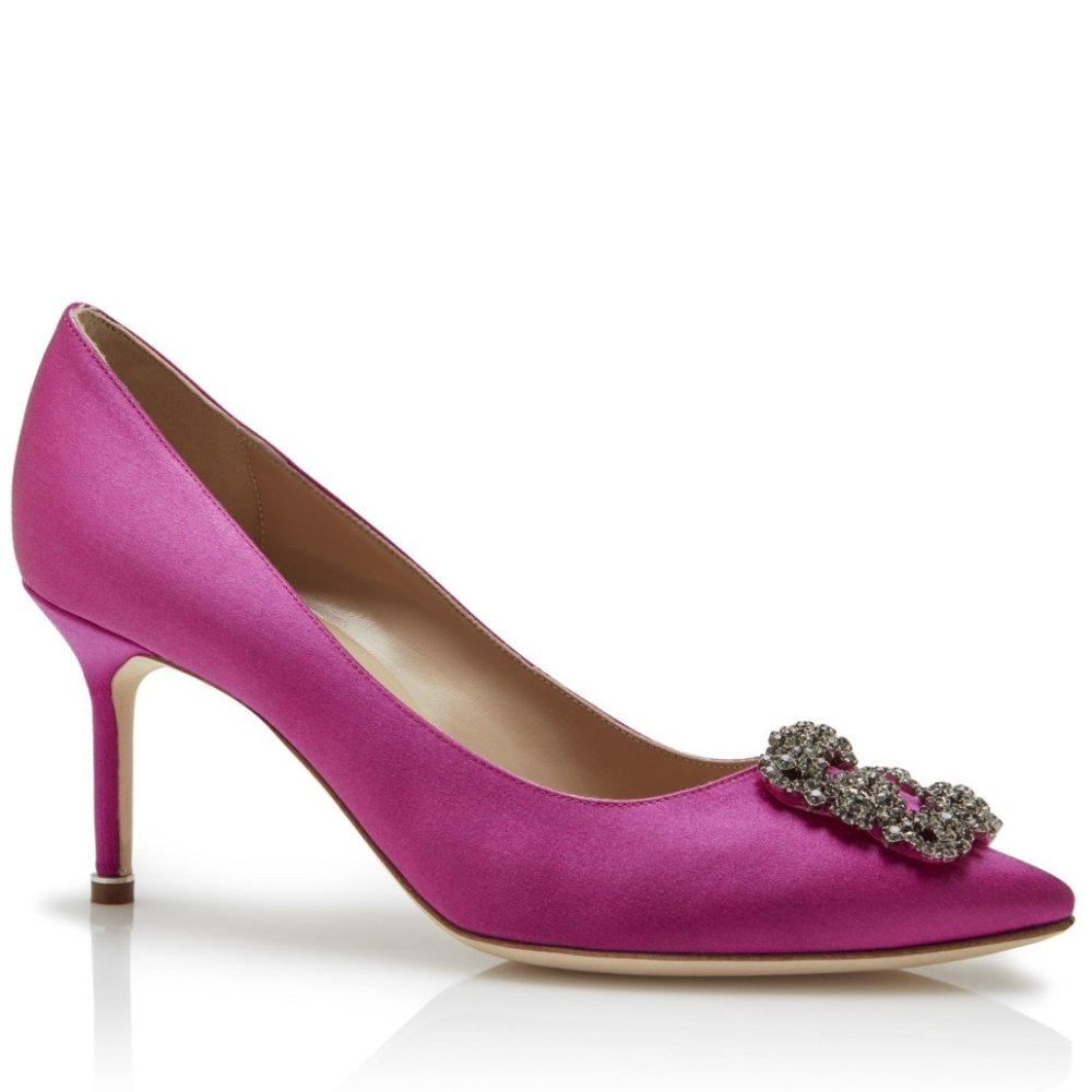 Cheap Reps Manolo Blahnik Hangisi 70 Pumps In Purple Satin