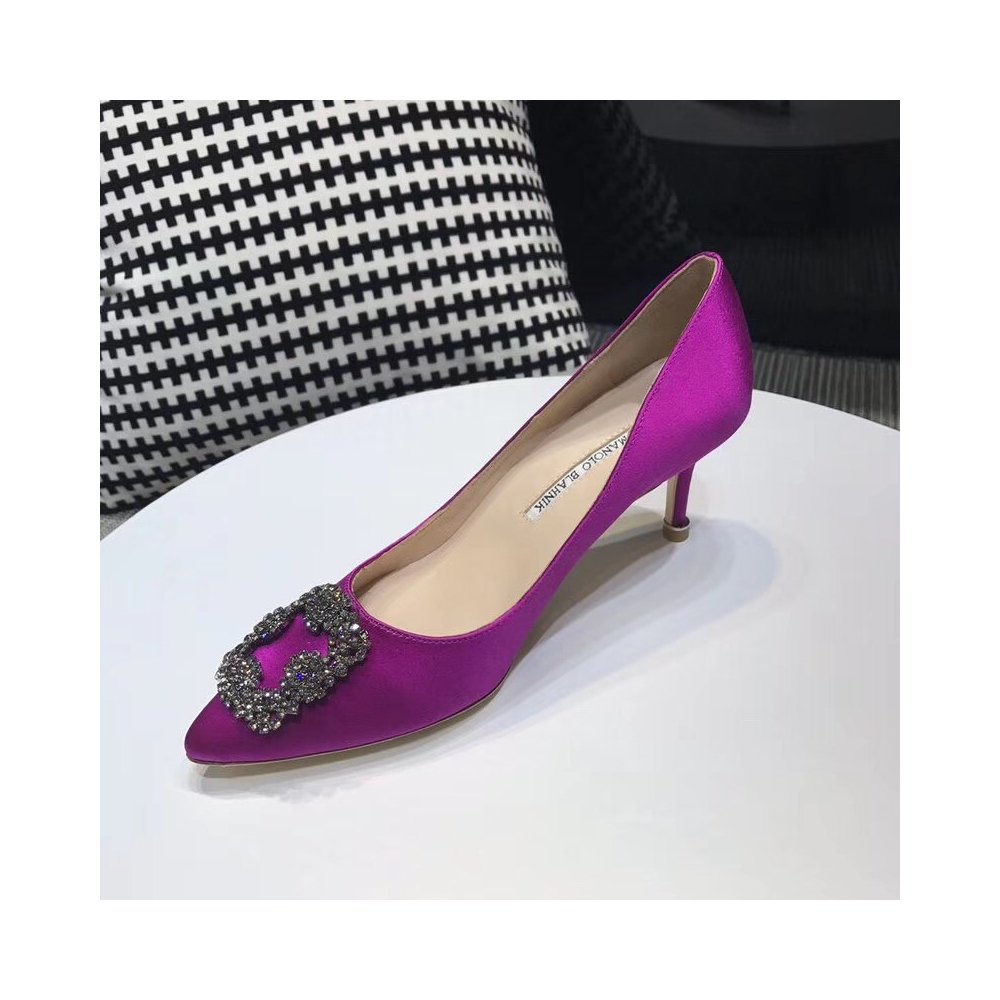 Cheap Reps Manolo Blahnik Hangisi 70 Pumps In Purple Satin