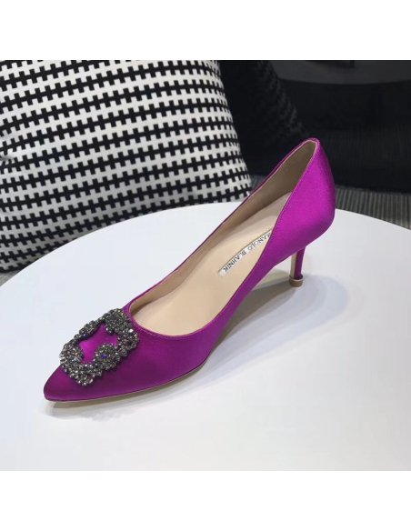 Cheap Reps Manolo Blahnik Hangisi 70 Pumps In Purple Satin
