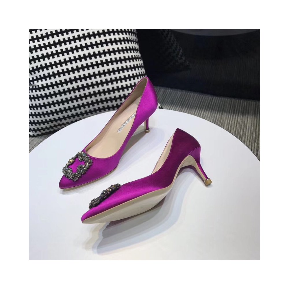 Cheap Reps Manolo Blahnik Hangisi 70 Pumps In Purple Satin