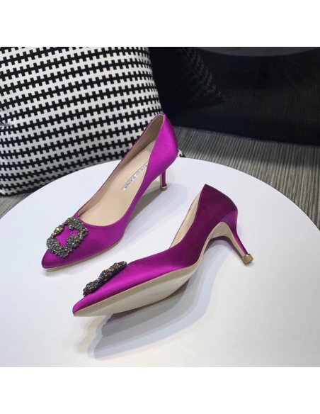 Cheap Reps Manolo Blahnik Hangisi 70 Pumps In Purple Satin